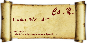 Csaba Máté névjegykártya